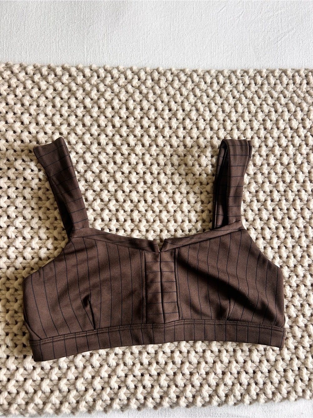 ALO Yoga Brown Pinstripe Sports Bralette